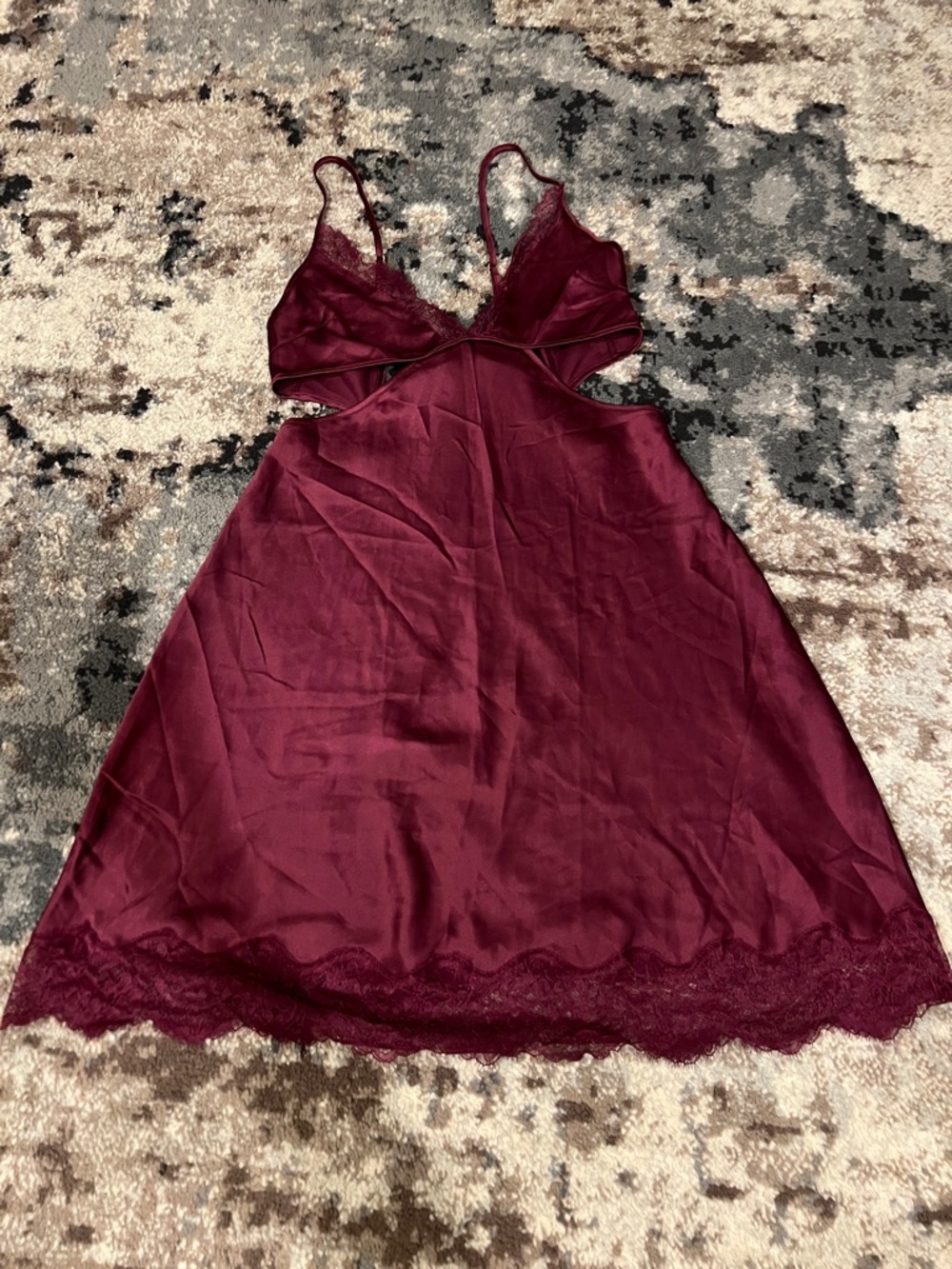 Victoria's Secret Wine Lace-Trim Satin Chemise